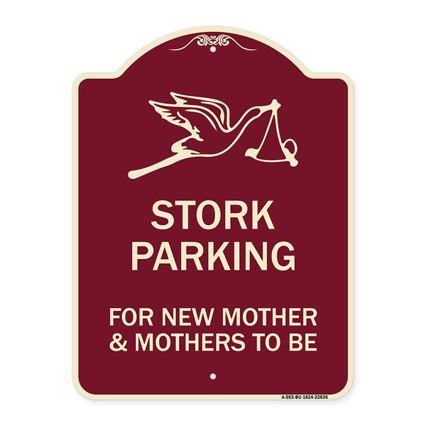 Stork Parking for New Mothers and Mothers to Heavy-Gauge Aluminum Sign, 24" x 18", BU-1824-22836